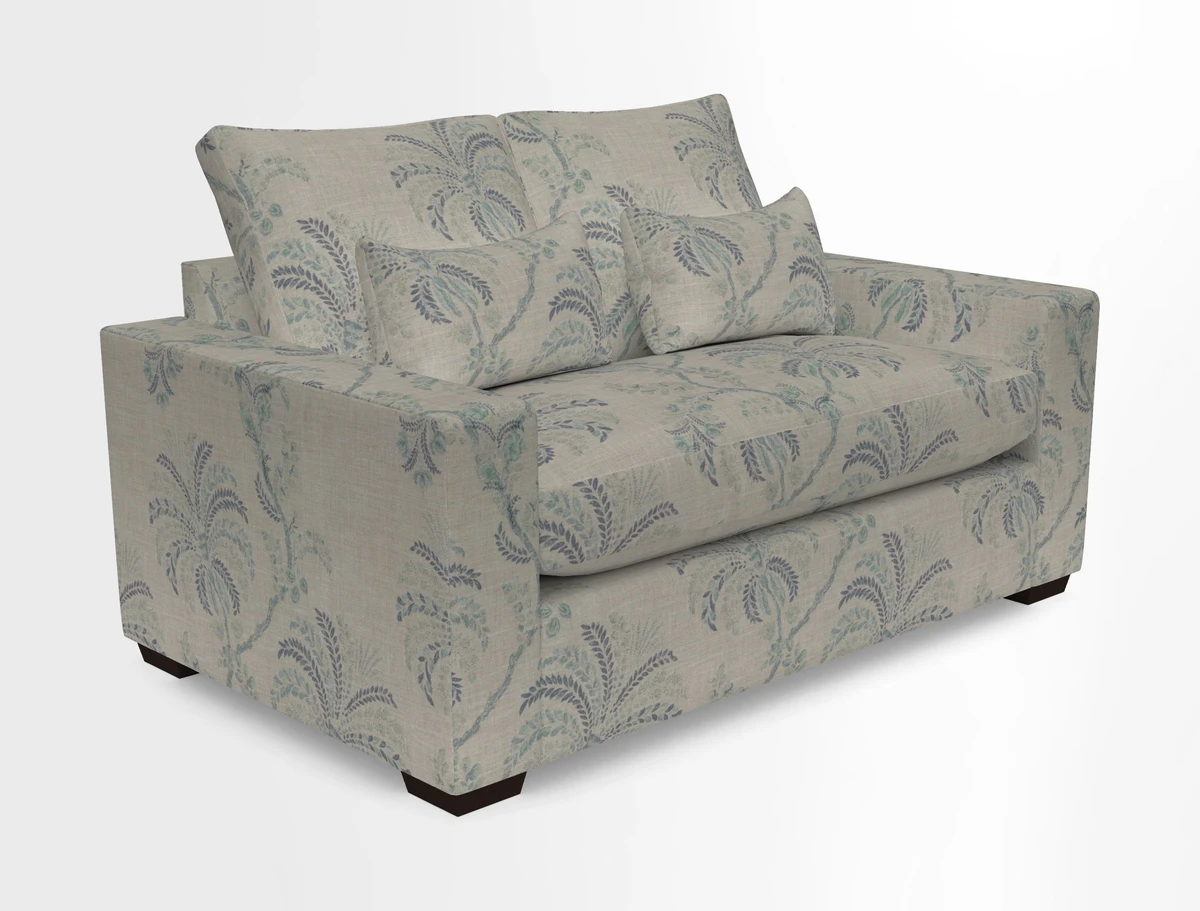 Linear 4 seater sofa in Harpers Bazaar Palette Studio Green with seat cushion in Linwood Romney Wool Forest