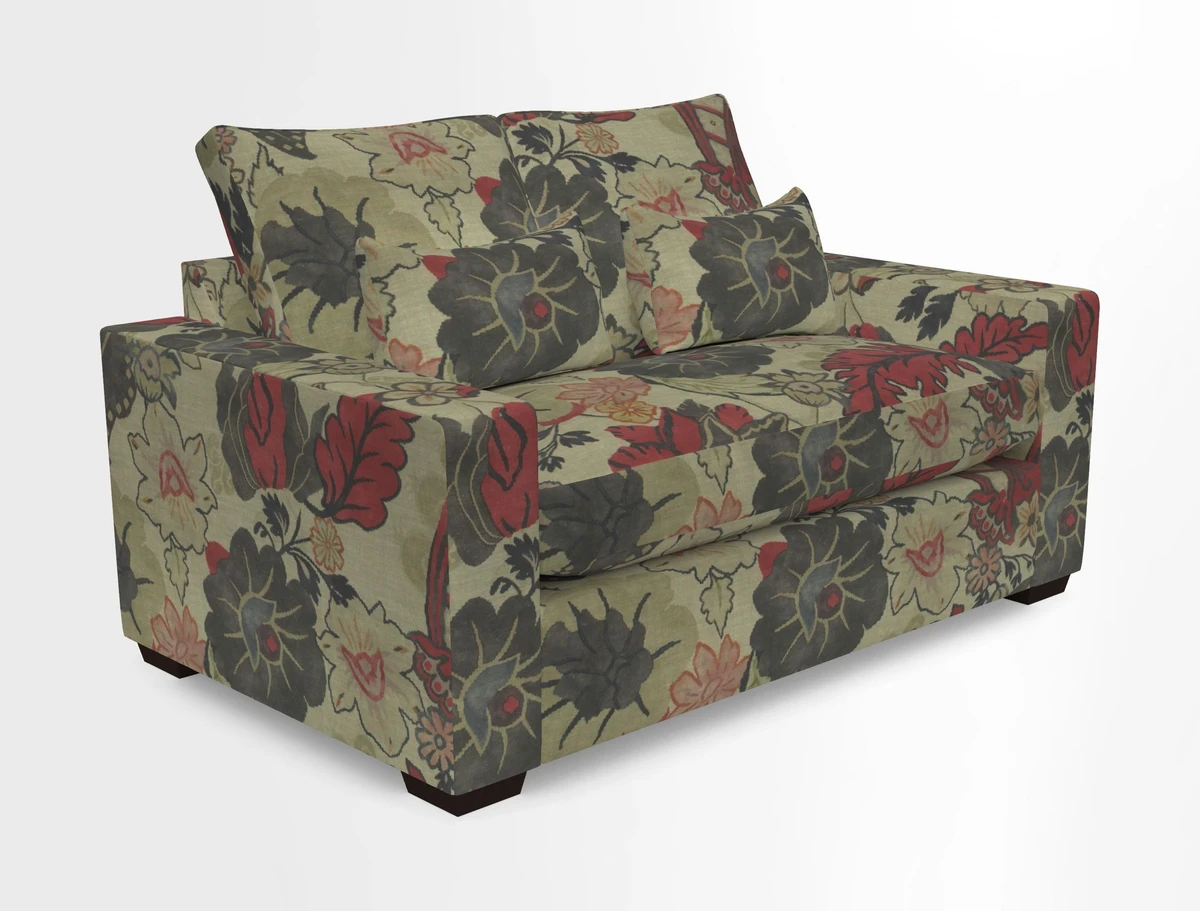 Linear 4 seater sofa in Harpers Bazaar Palette Studio Green with seat cushion in Linwood Romney Wool Forest