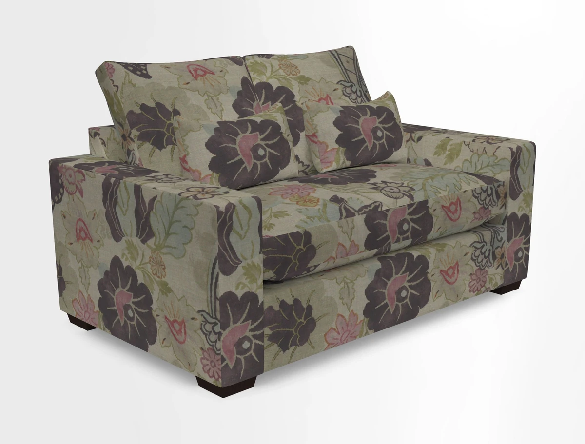 Linear 4 seater sofa in Harpers Bazaar Palette Studio Green with seat cushion in Linwood Romney Wool Forest