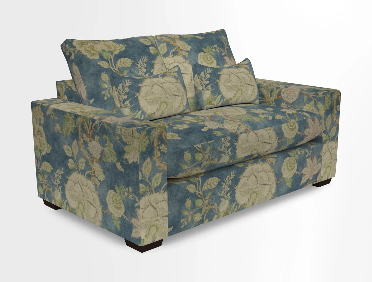 Linear 4 seater sofa in Harpers Bazaar Palette Studio Green with seat cushion in Linwood Romney Wool Forest