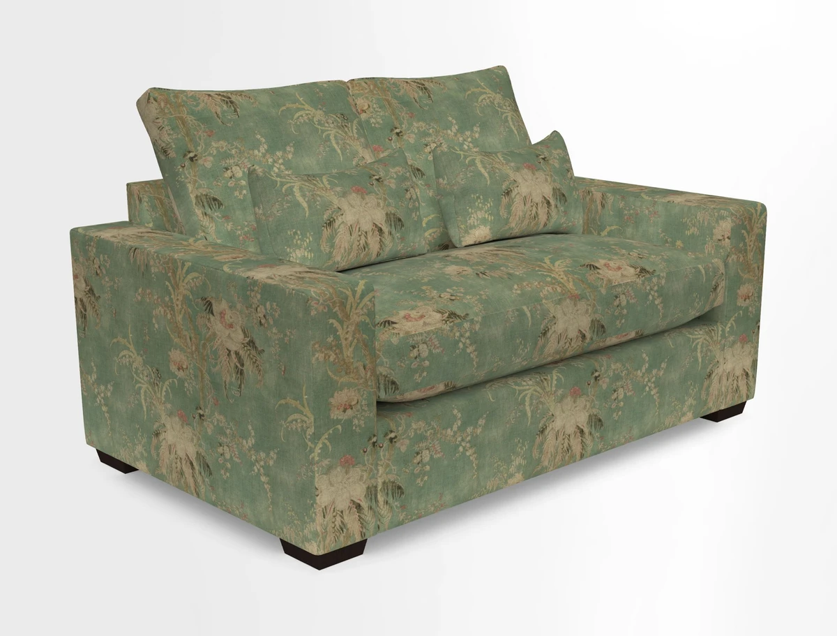Linear 4 seater sofa in Harpers Bazaar Palette Studio Green with seat cushion in Linwood Romney Wool Forest