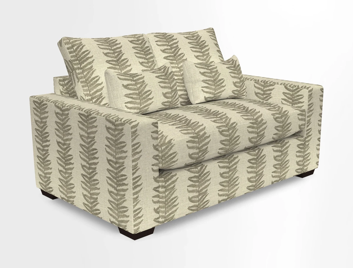 Linear 4 seater sofa in Harpers Bazaar Palette Studio Green with seat cushion in Linwood Romney Wool Forest