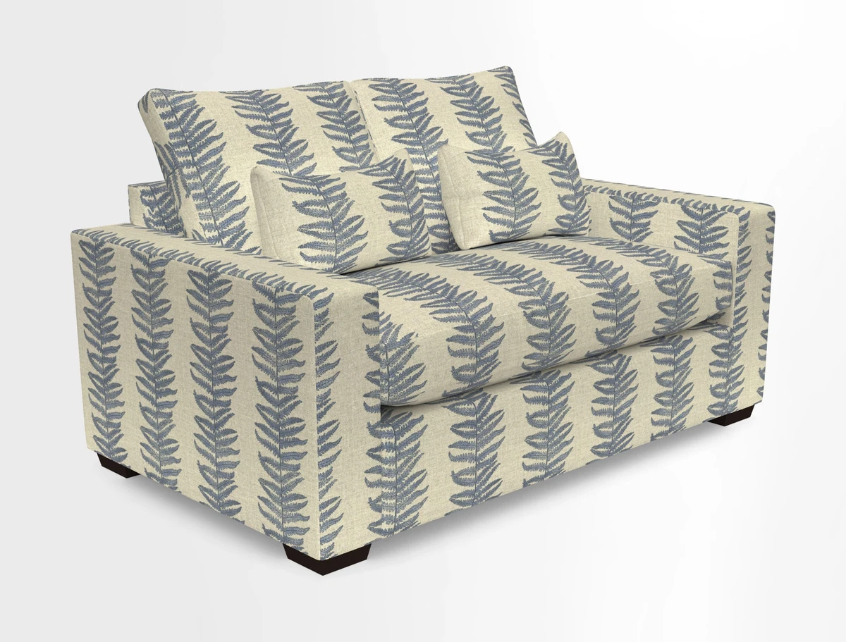 Linear 4 seater sofa in Harpers Bazaar Palette Studio Green with seat cushion in Linwood Romney Wool Forest