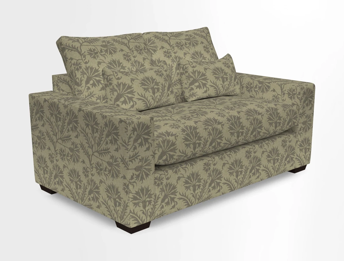 Linear 4 seater sofa in Harpers Bazaar Palette Studio Green with seat cushion in Linwood Romney Wool Forest