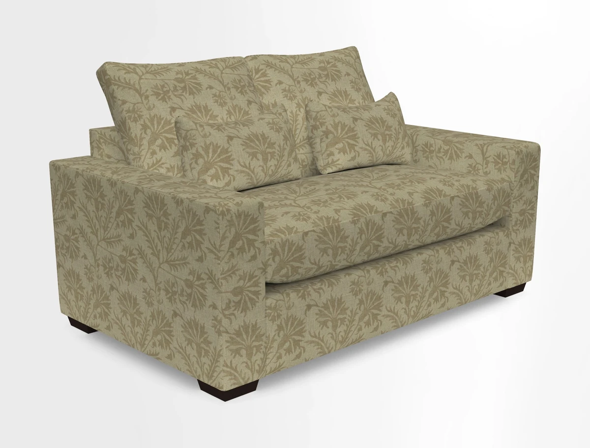 Linear 4 seater sofa in Harpers Bazaar Palette Studio Green with seat cushion in Linwood Romney Wool Forest