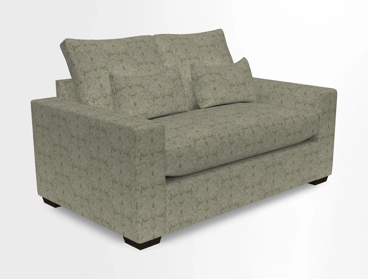 Linear 4 seater sofa in Harpers Bazaar Palette Studio Green with seat cushion in Linwood Romney Wool Forest