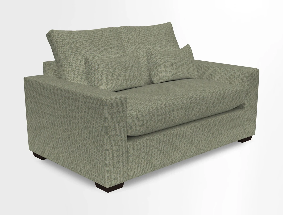 Linear 4 seater sofa in Harpers Bazaar Palette Studio Green with seat cushion in Linwood Romney Wool Forest
