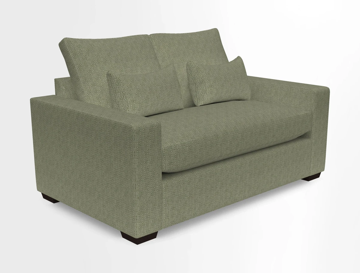 Linear 4 seater sofa in Harpers Bazaar Palette Studio Green with seat cushion in Linwood Romney Wool Forest