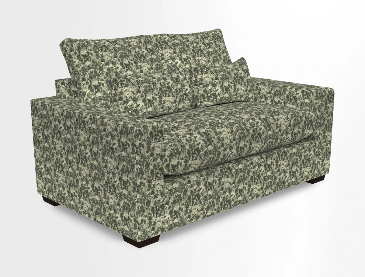 Linear 4 seater sofa in Harpers Bazaar Palette Studio Green with seat cushion in Linwood Romney Wool Forest