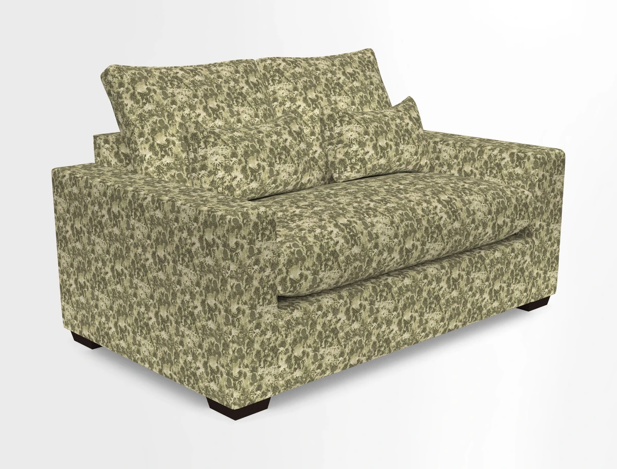 Linear 4 seater sofa in Harpers Bazaar Palette Studio Green with seat cushion in Linwood Romney Wool Forest