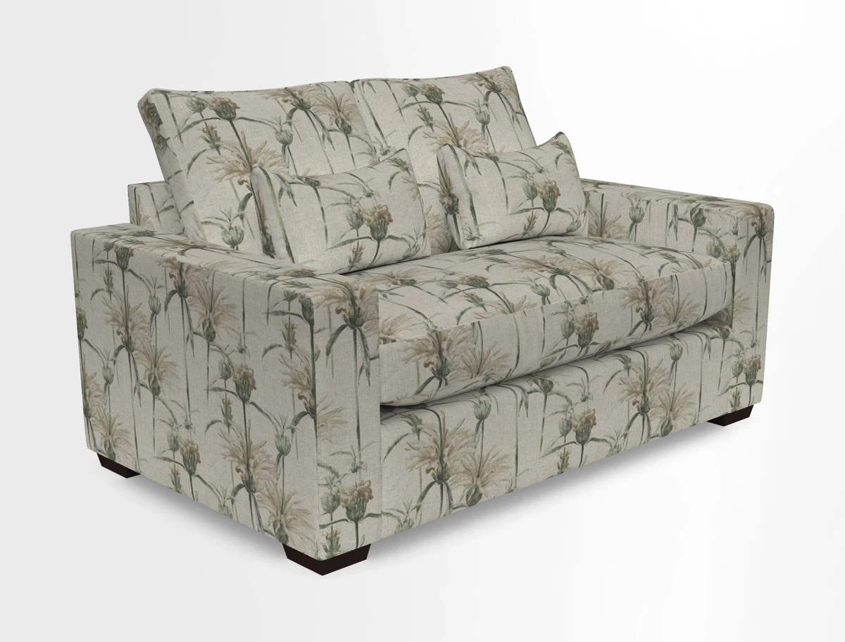 Linear 4 seater sofa in Harpers Bazaar Palette Studio Green with seat cushion in Linwood Romney Wool Forest