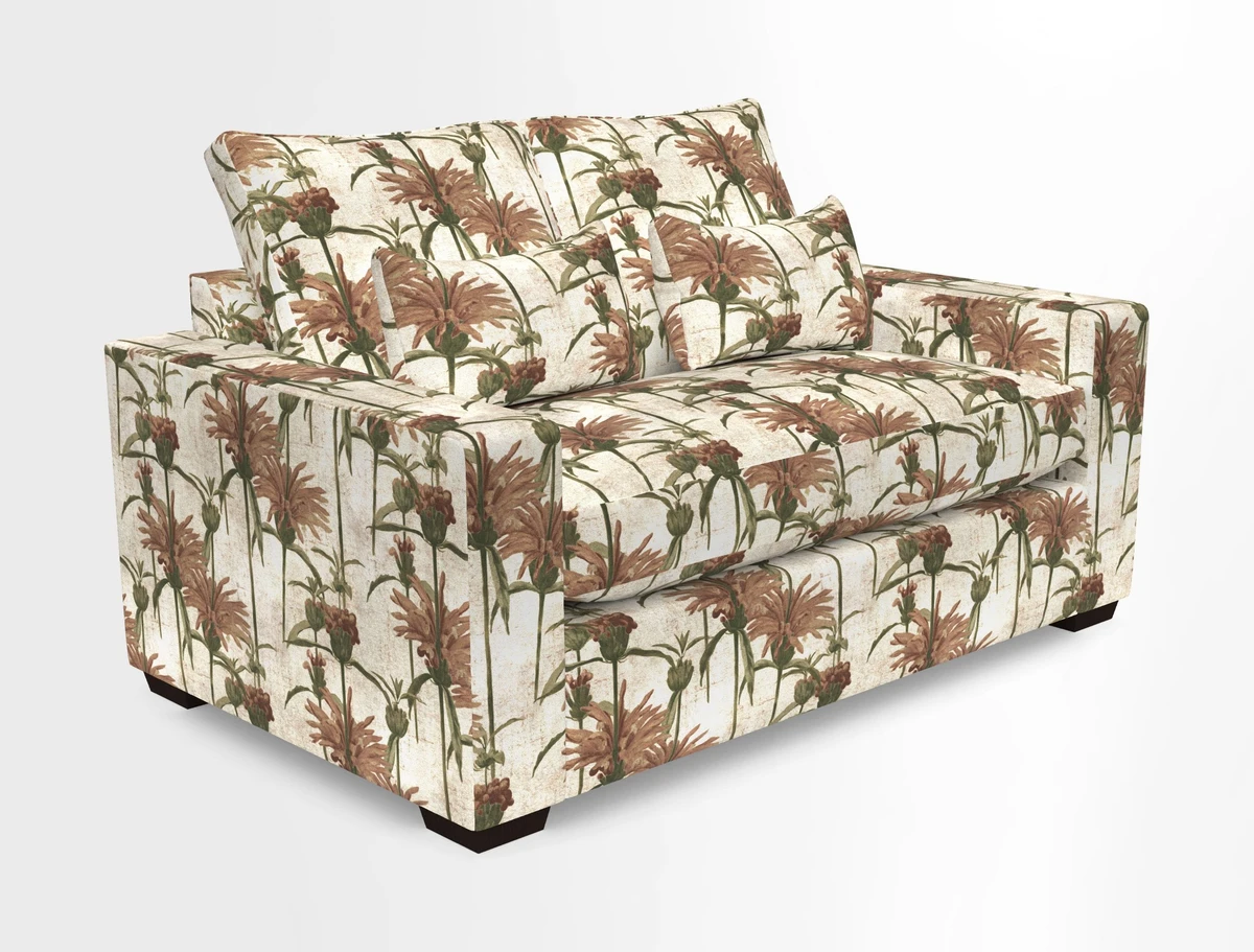 Linear 4 seater sofa in Harpers Bazaar Palette Studio Green with seat cushion in Linwood Romney Wool Forest