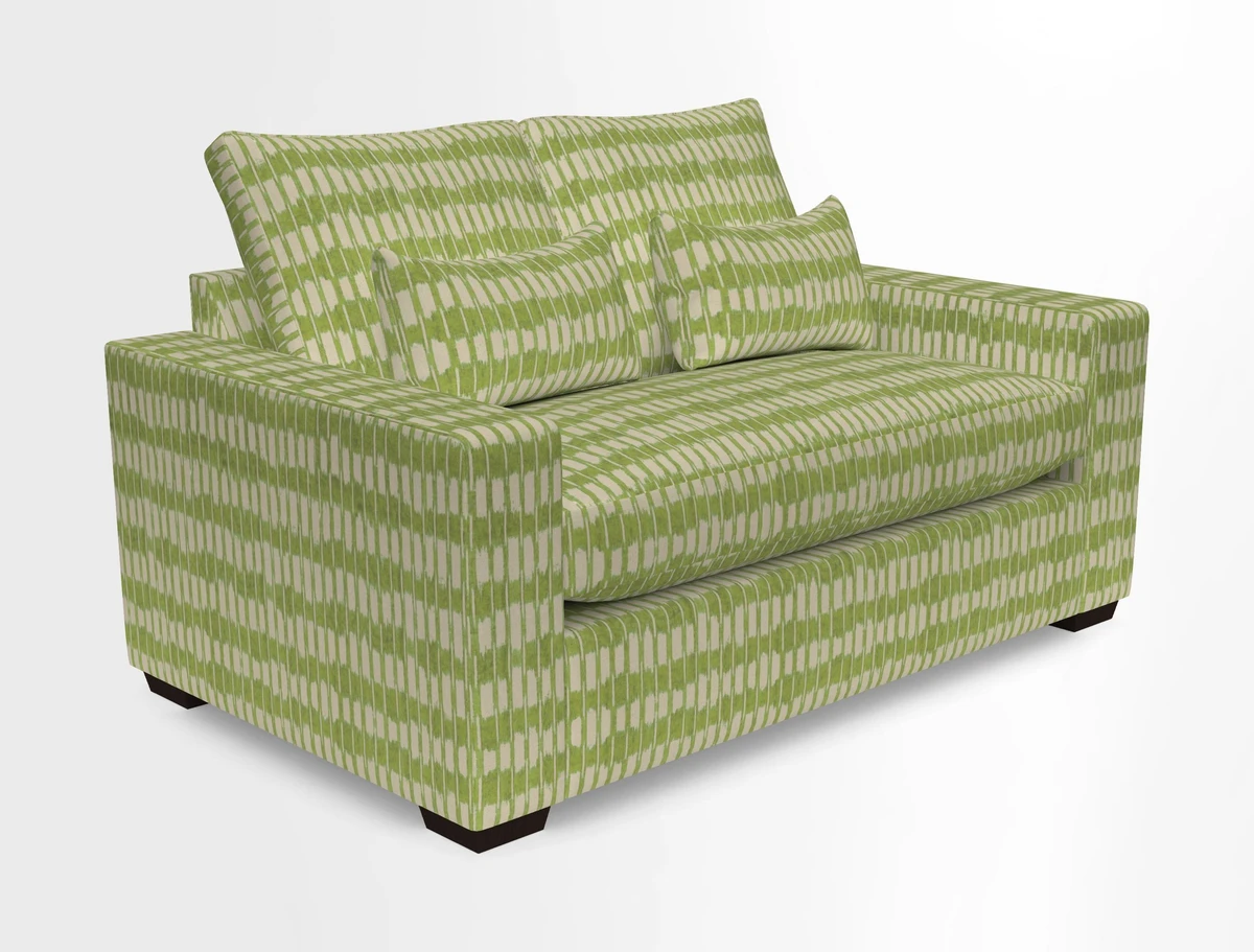 Linear 4 seater sofa in Harpers Bazaar Palette Studio Green with seat cushion in Linwood Romney Wool Forest