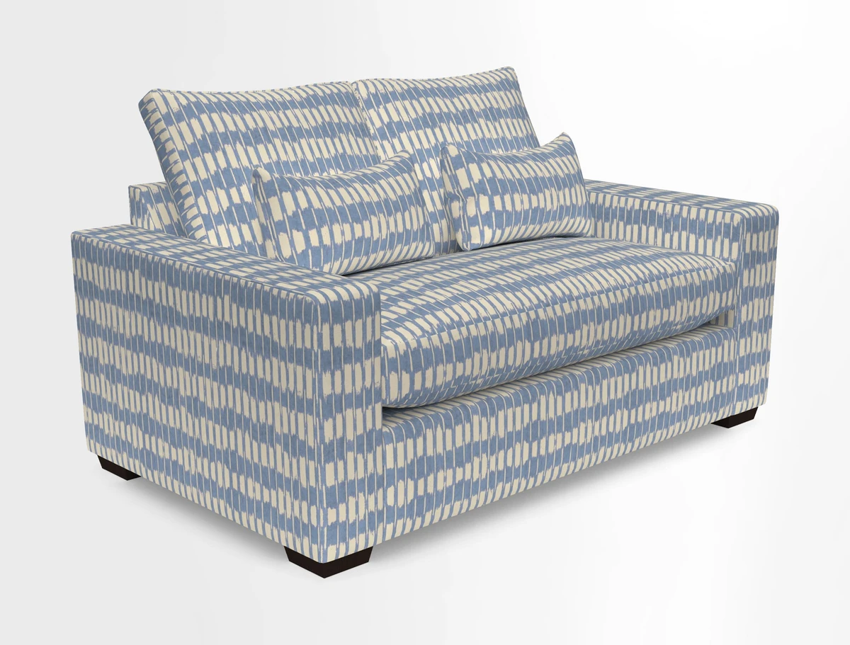 Linear 4 seater sofa in Harpers Bazaar Palette Studio Green with seat cushion in Linwood Romney Wool Forest