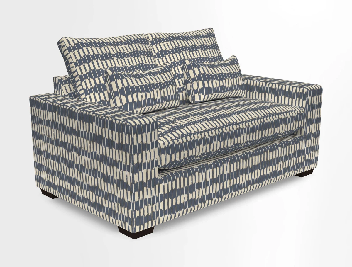 Linear 4 seater sofa in Harpers Bazaar Palette Studio Green with seat cushion in Linwood Romney Wool Forest