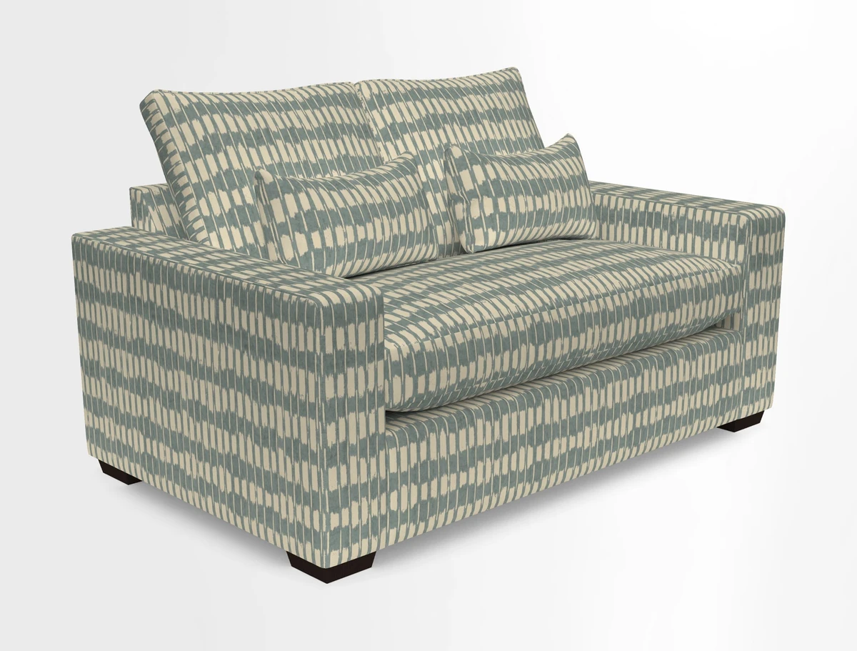 Linear 4 seater sofa in Harpers Bazaar Palette Studio Green with seat cushion in Linwood Romney Wool Forest