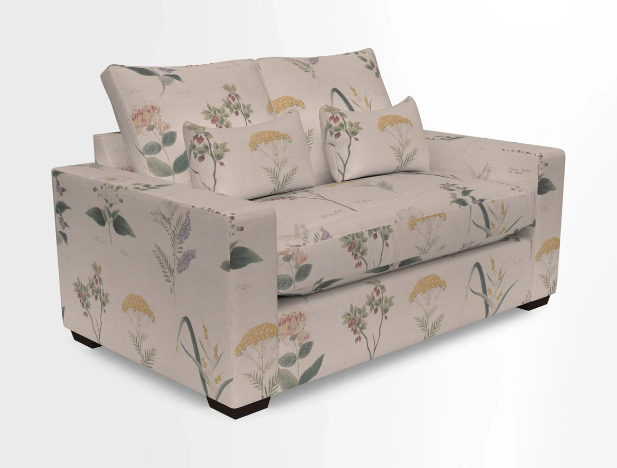 Linear 4 seater sofa in Harpers Bazaar Palette Studio Green with seat cushion in Linwood Romney Wool Forest