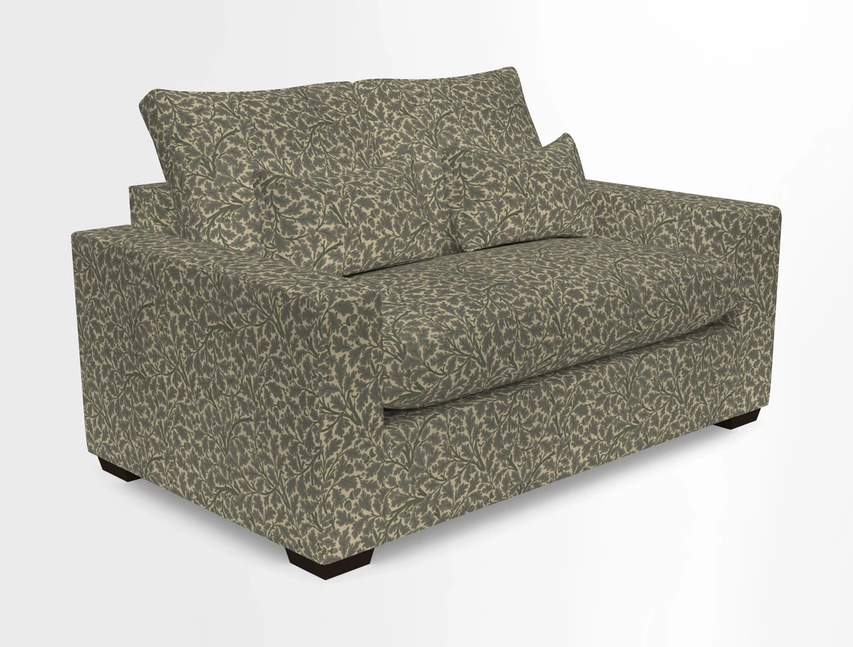 Linear 4 seater sofa in Harpers Bazaar Palette Studio Green with seat cushion in Linwood Romney Wool Forest