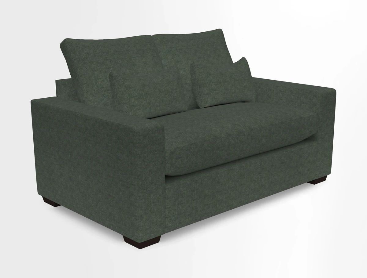 Linear 4 seater sofa in Harpers Bazaar Palette Studio Green with seat cushion in Linwood Romney Wool Forest