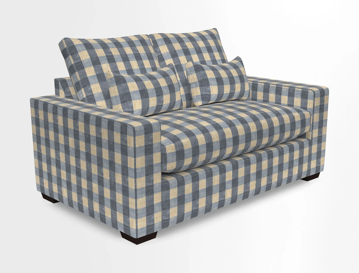 Linear 4 seater sofa in Harpers Bazaar Palette Studio Green with seat cushion in Linwood Romney Wool Forest