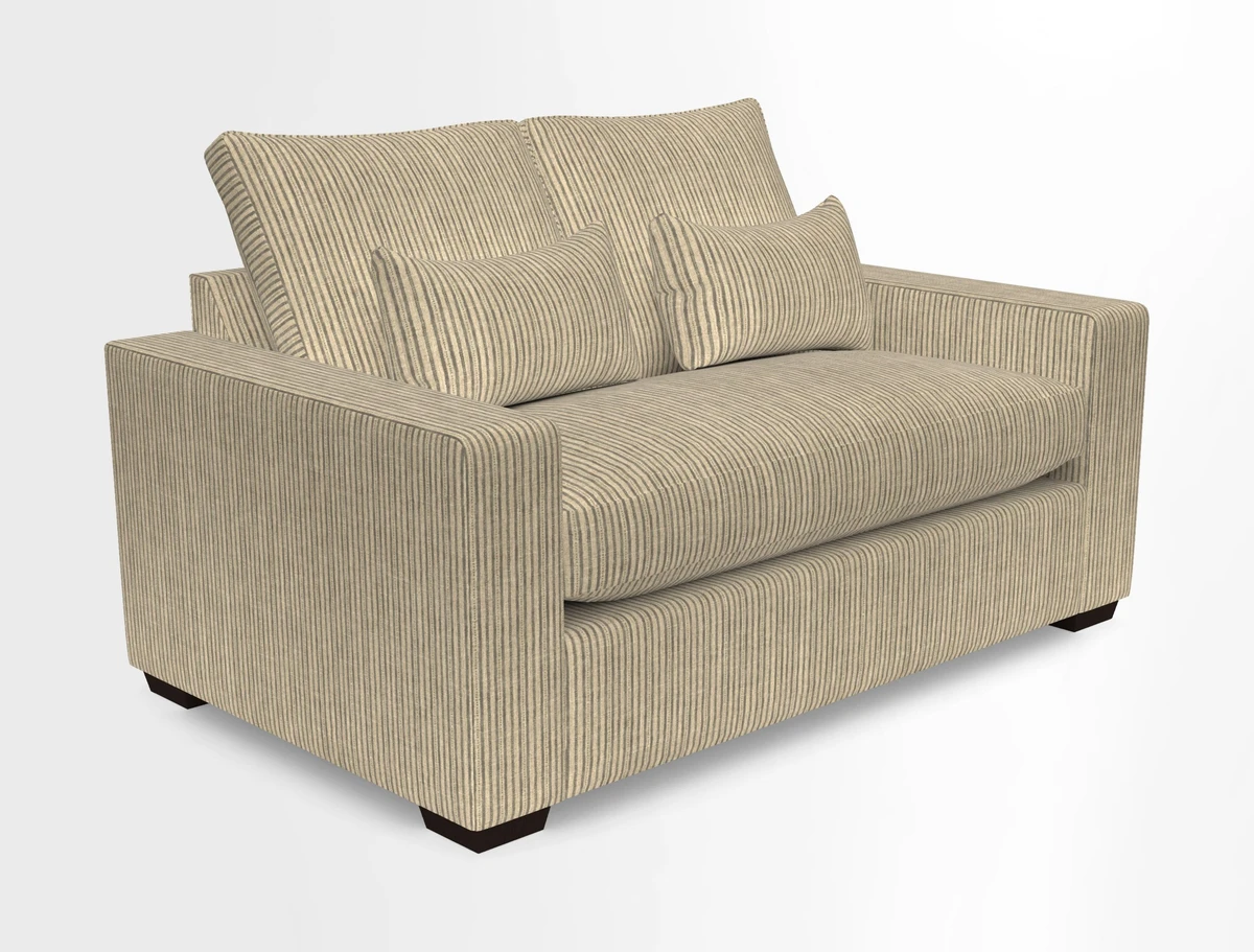 Linear 4 seater sofa in Harpers Bazaar Palette Studio Green with seat cushion in Linwood Romney Wool Forest