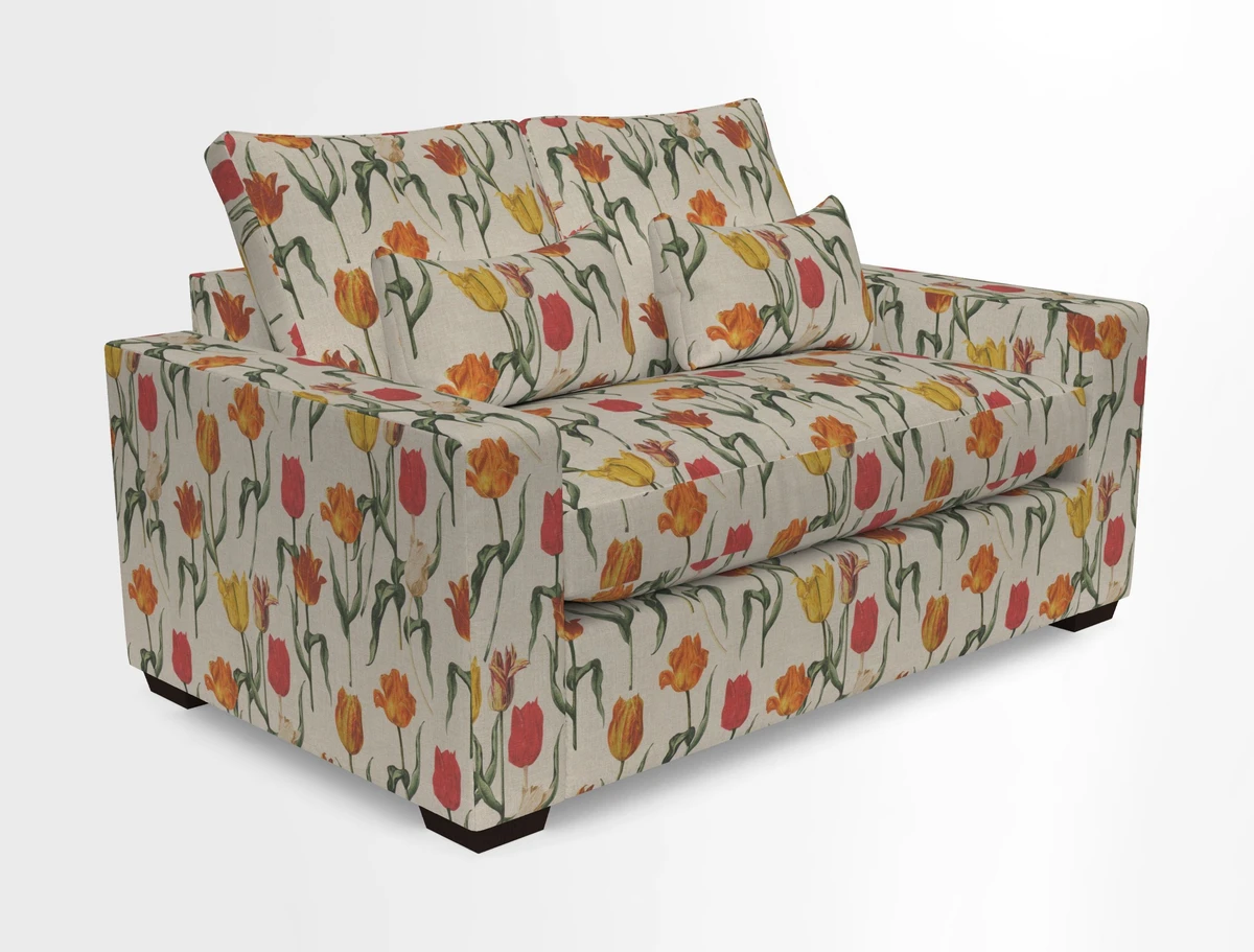 Linear 4 seater sofa in Harpers Bazaar Palette Studio Green with seat cushion in Linwood Romney Wool Forest