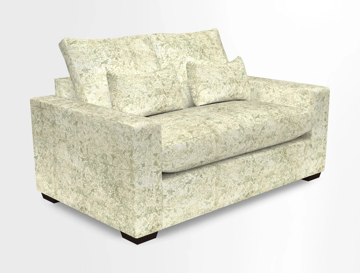 Linear 4 seater sofa in Harpers Bazaar Palette Studio Green with seat cushion in Linwood Romney Wool Forest