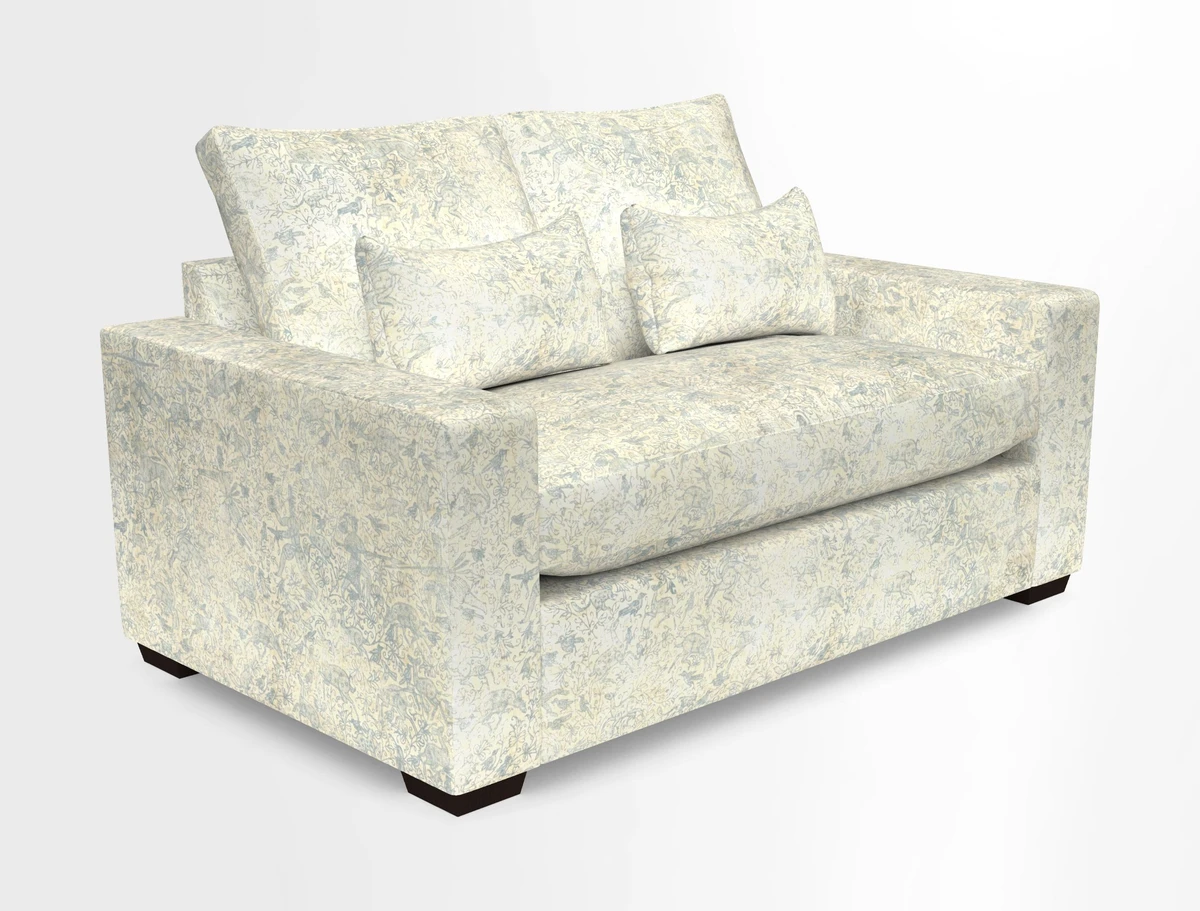 Linear 4 seater sofa in Harpers Bazaar Palette Studio Green with seat cushion in Linwood Romney Wool Forest