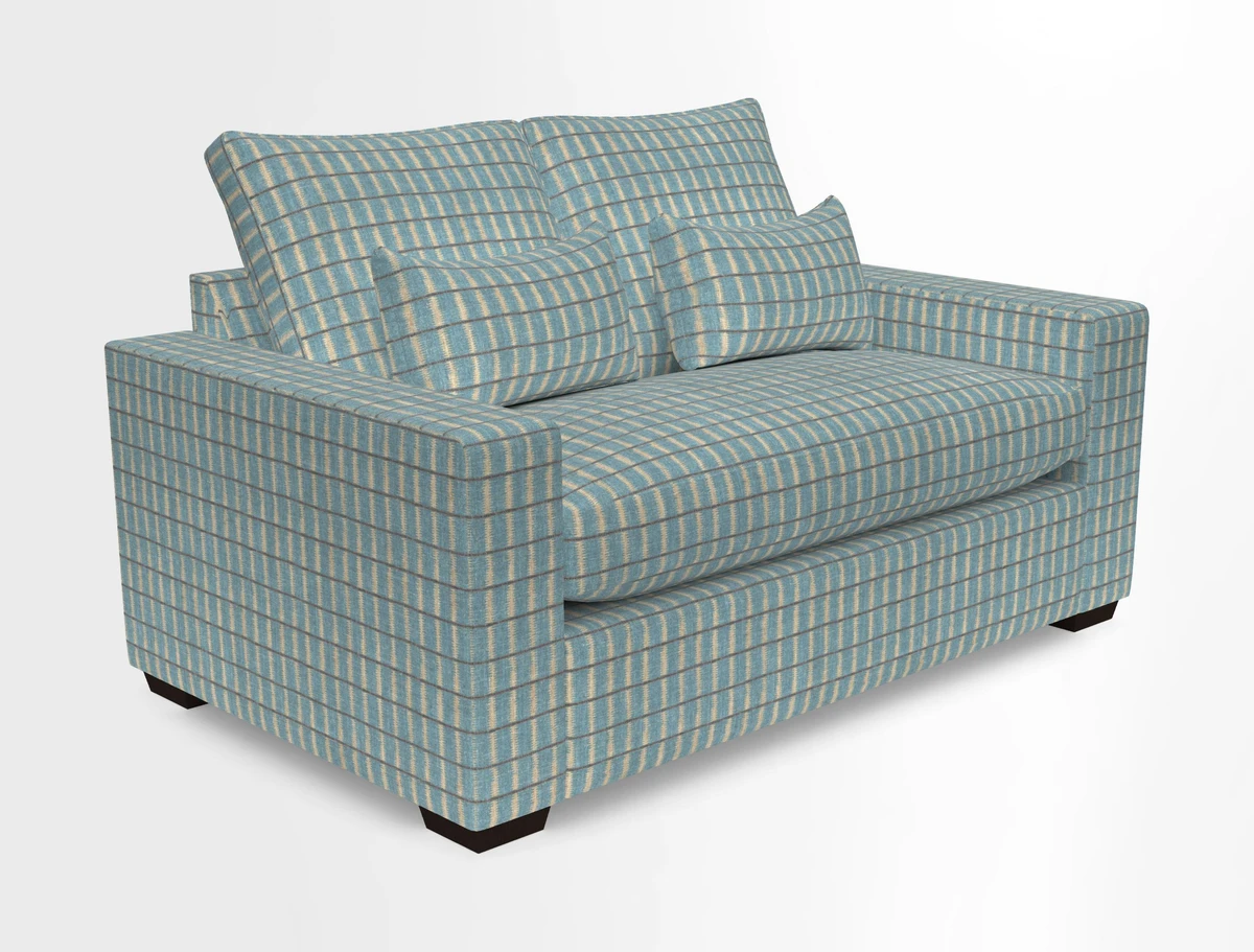 Linear 4 seater sofa in Harpers Bazaar Palette Studio Green with seat cushion in Linwood Romney Wool Forest