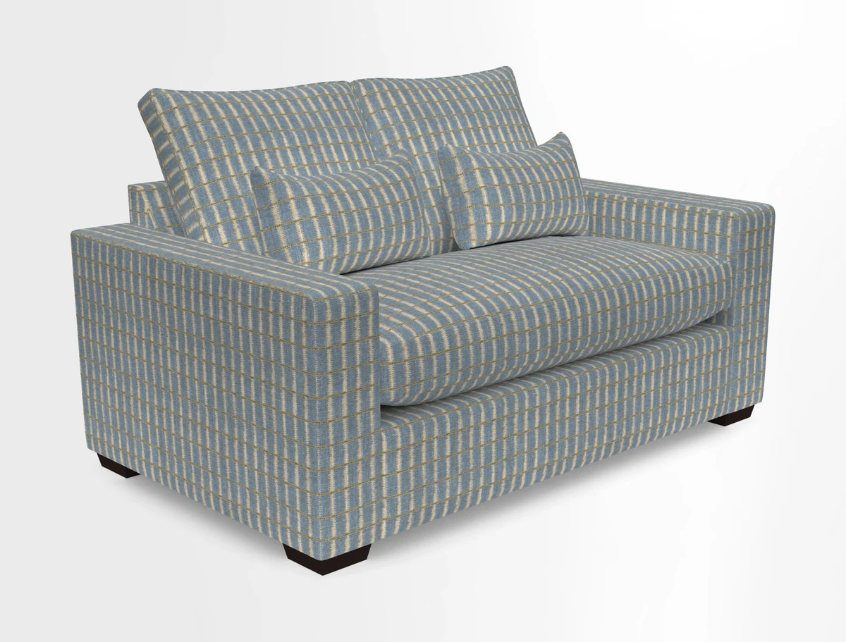 Linear 4 seater sofa in Harpers Bazaar Palette Studio Green with seat cushion in Linwood Romney Wool Forest