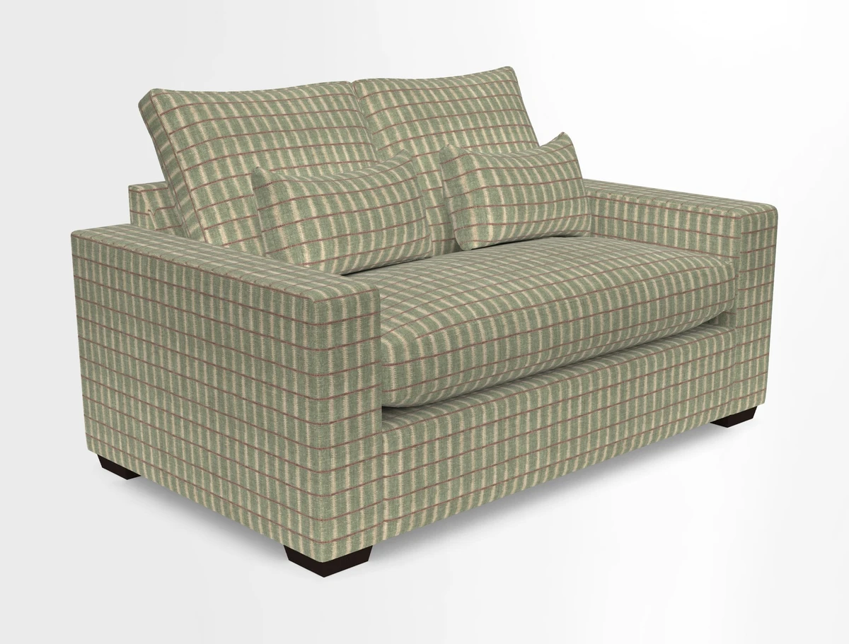 Linear 4 seater sofa in Harpers Bazaar Palette Studio Green with seat cushion in Linwood Romney Wool Forest