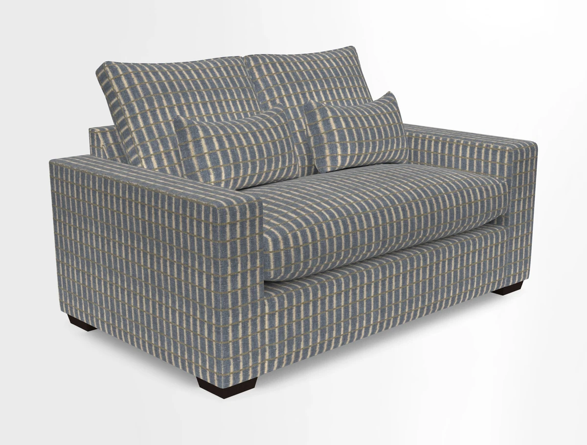 Linear 4 seater sofa in Harpers Bazaar Palette Studio Green with seat cushion in Linwood Romney Wool Forest
