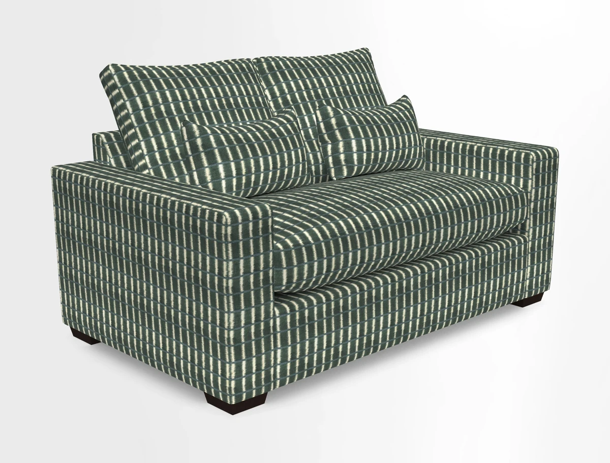 Linear 4 seater sofa in Harpers Bazaar Palette Studio Green with seat cushion in Linwood Romney Wool Forest