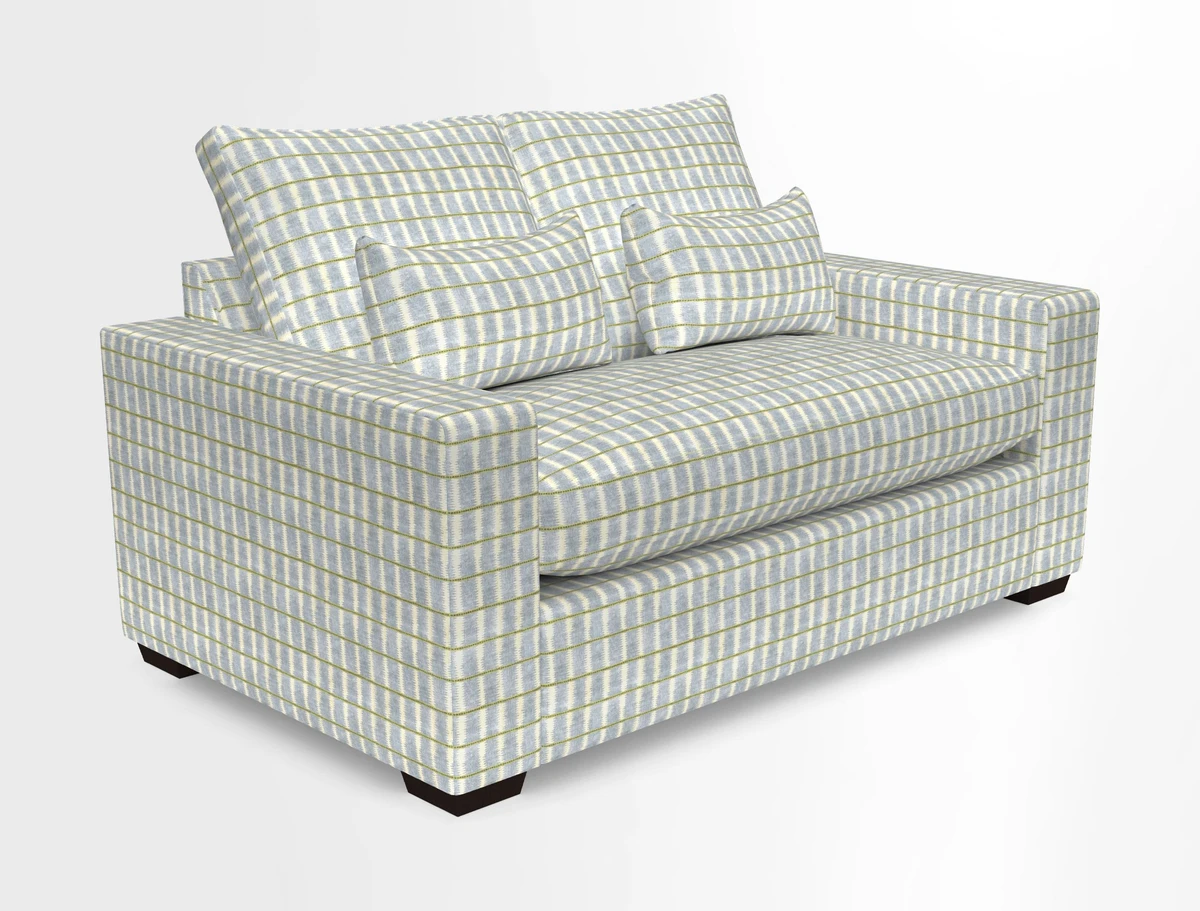 Linear 4 seater sofa in Harpers Bazaar Palette Studio Green with seat cushion in Linwood Romney Wool Forest