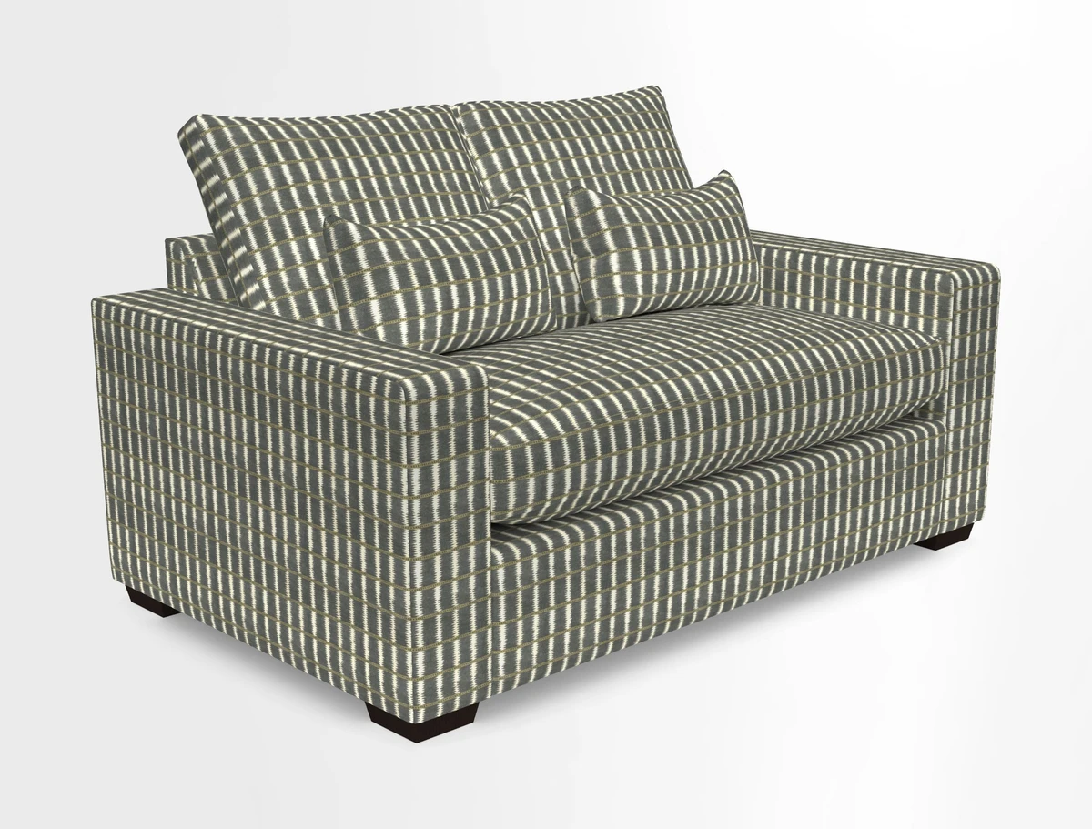 Linear 4 seater sofa in Harpers Bazaar Palette Studio Green with seat cushion in Linwood Romney Wool Forest