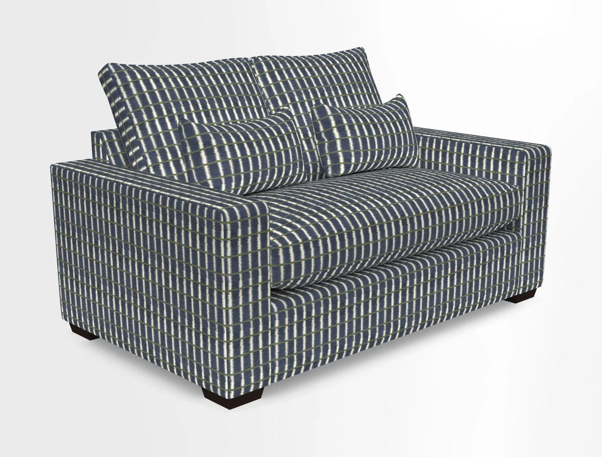 Linear 4 seater sofa in Harpers Bazaar Palette Studio Green with seat cushion in Linwood Romney Wool Forest
