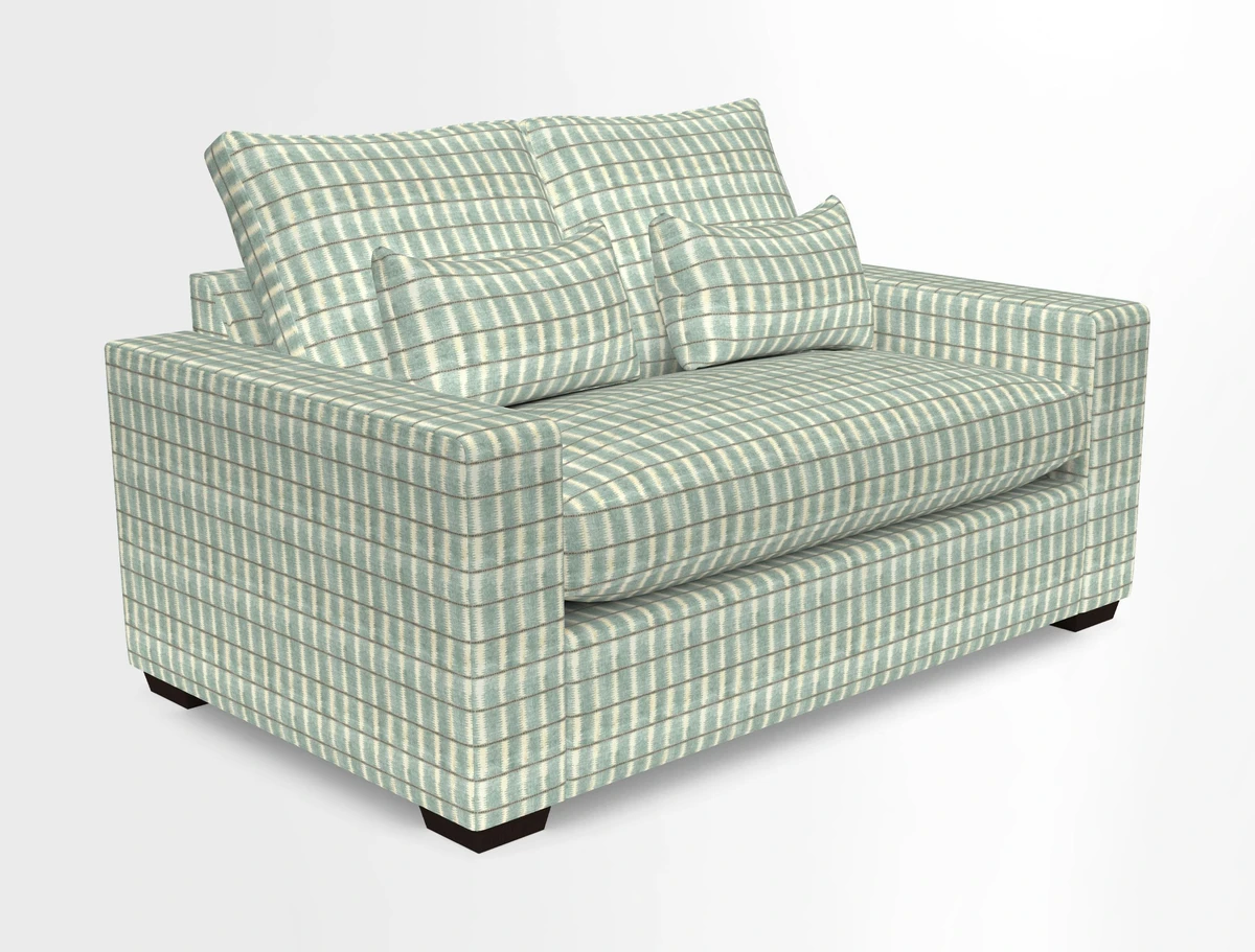 Linear 4 seater sofa in Harpers Bazaar Palette Studio Green with seat cushion in Linwood Romney Wool Forest