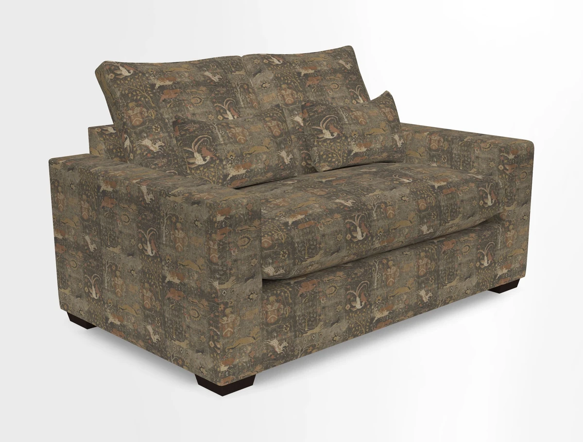 Linear 4 seater sofa in Harpers Bazaar Palette Studio Green with seat cushion in Linwood Romney Wool Forest