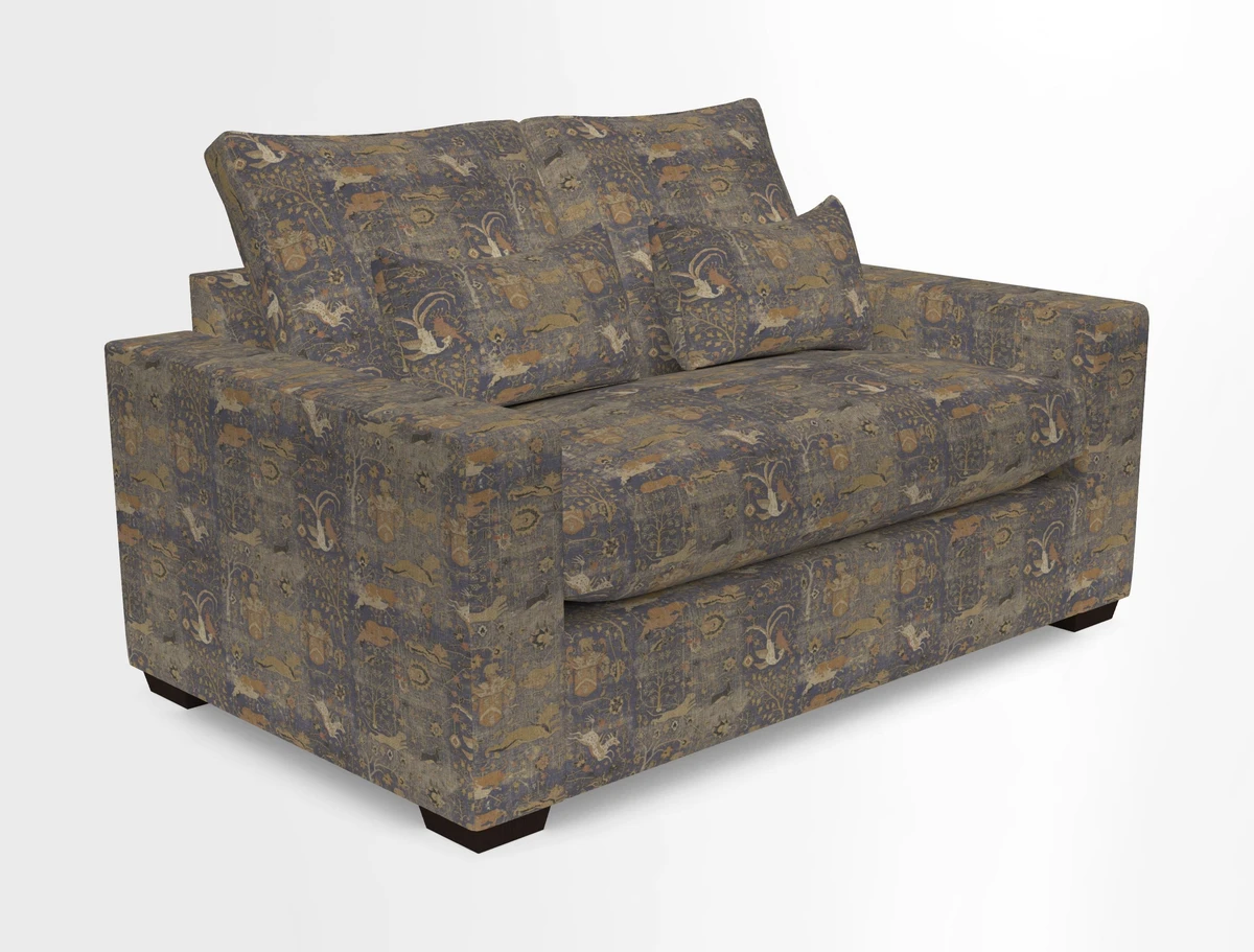 Linear 4 seater sofa in Harpers Bazaar Palette Studio Green with seat cushion in Linwood Romney Wool Forest