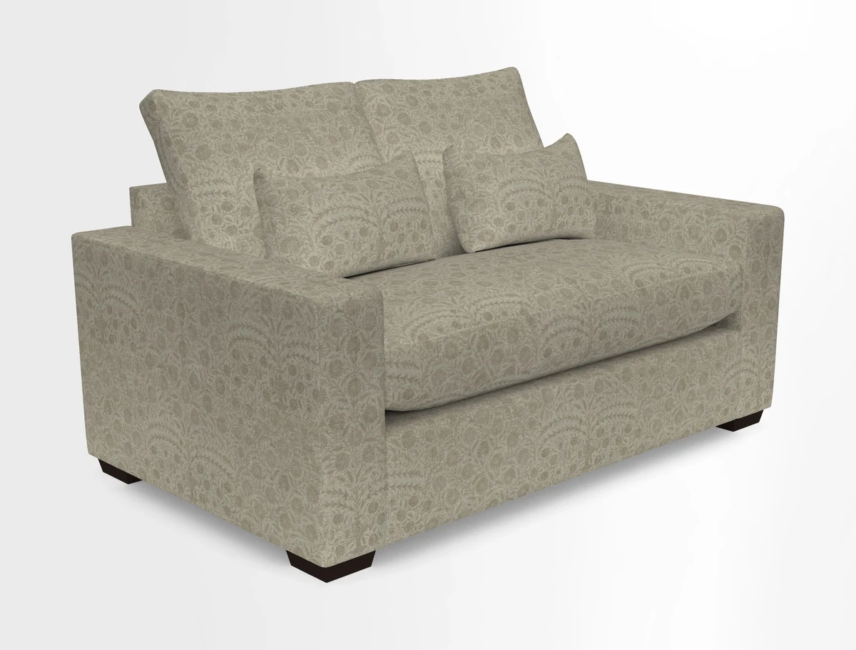 Linear 4 seater sofa in Harpers Bazaar Palette Studio Green with seat cushion in Linwood Romney Wool Forest