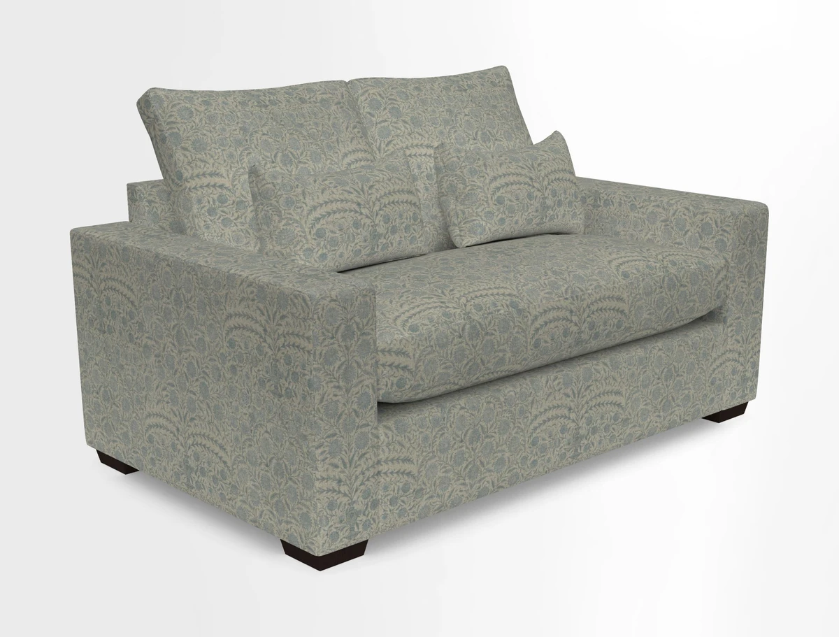 Linear 4 seater sofa in Harpers Bazaar Palette Studio Green with seat cushion in Linwood Romney Wool Forest