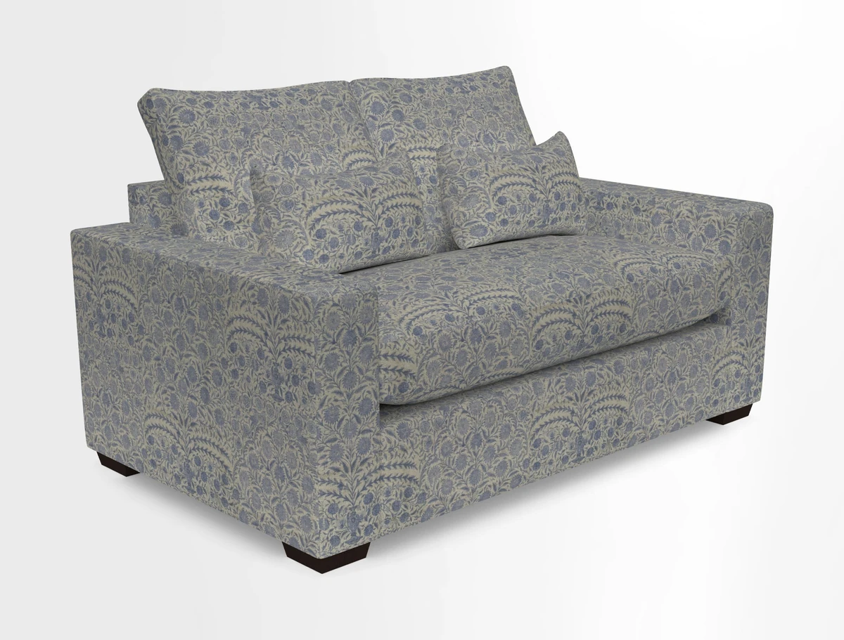 Linear 4 seater sofa in Harpers Bazaar Palette Studio Green with seat cushion in Linwood Romney Wool Forest