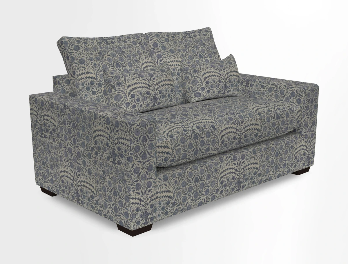 Linear 4 seater sofa in Harpers Bazaar Palette Studio Green with seat cushion in Linwood Romney Wool Forest