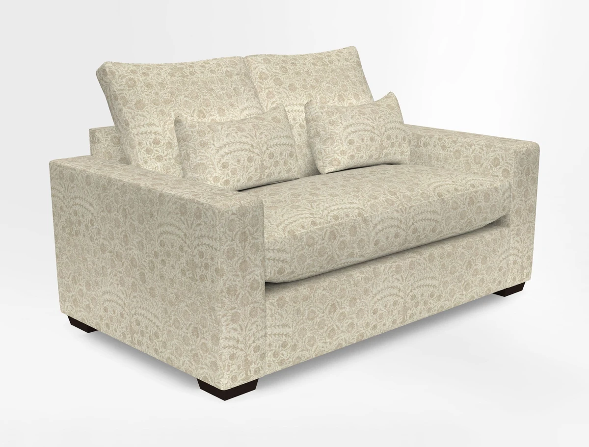 Linear 4 seater sofa in Harpers Bazaar Palette Studio Green with seat cushion in Linwood Romney Wool Forest