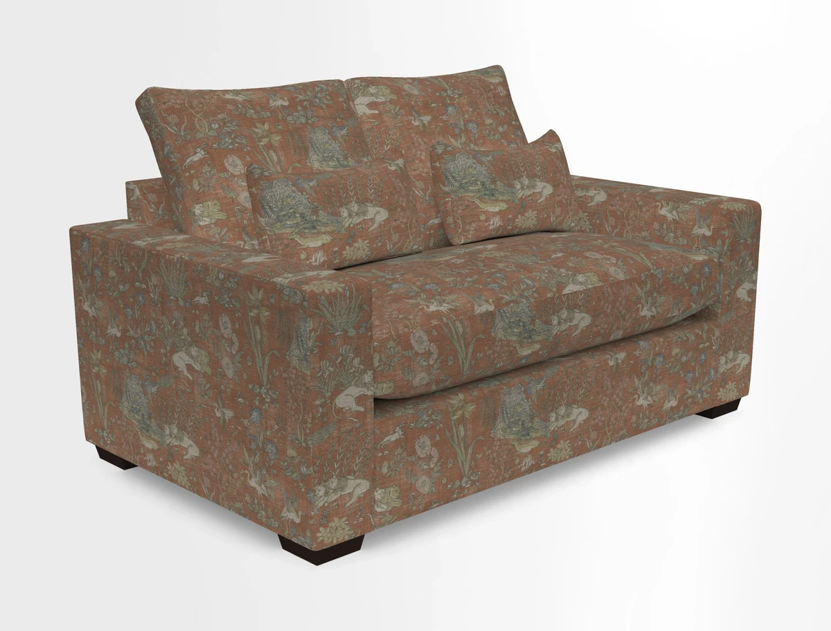 Linear 4 seater sofa in Harpers Bazaar Palette Studio Green with seat cushion in Linwood Romney Wool Forest