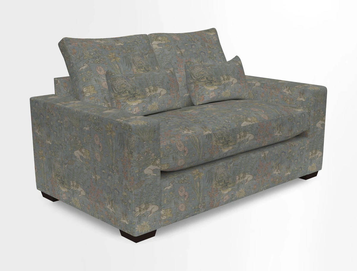 Linear 4 seater sofa in Harpers Bazaar Palette Studio Green with seat cushion in Linwood Romney Wool Forest