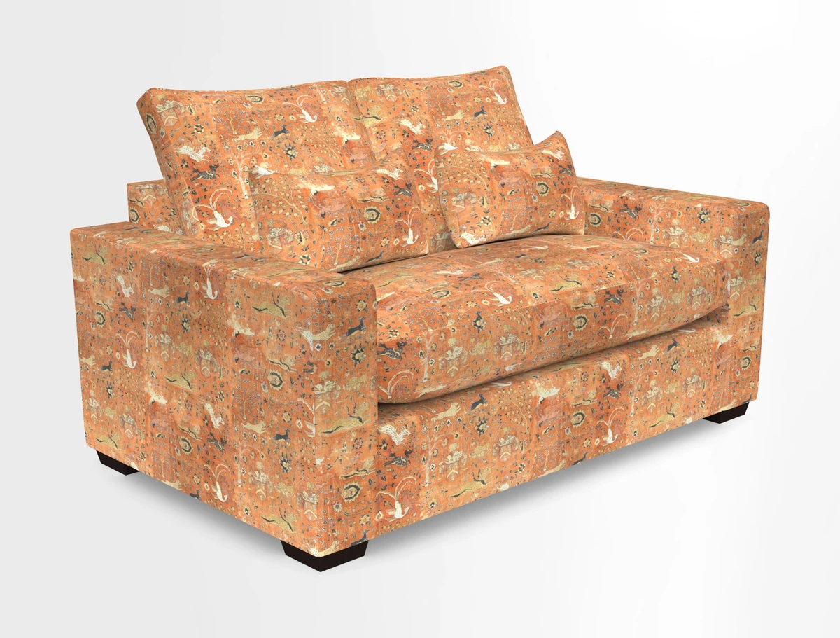 Linear 4 seater sofa in Harpers Bazaar Palette Studio Green with seat cushion in Linwood Romney Wool Forest