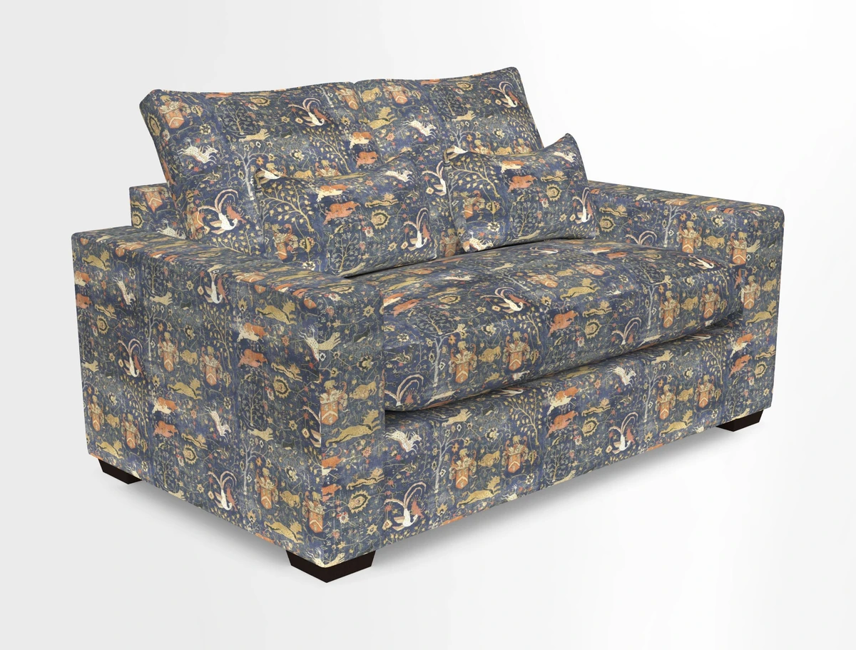 Linear 4 seater sofa in Harpers Bazaar Palette Studio Green with seat cushion in Linwood Romney Wool Forest