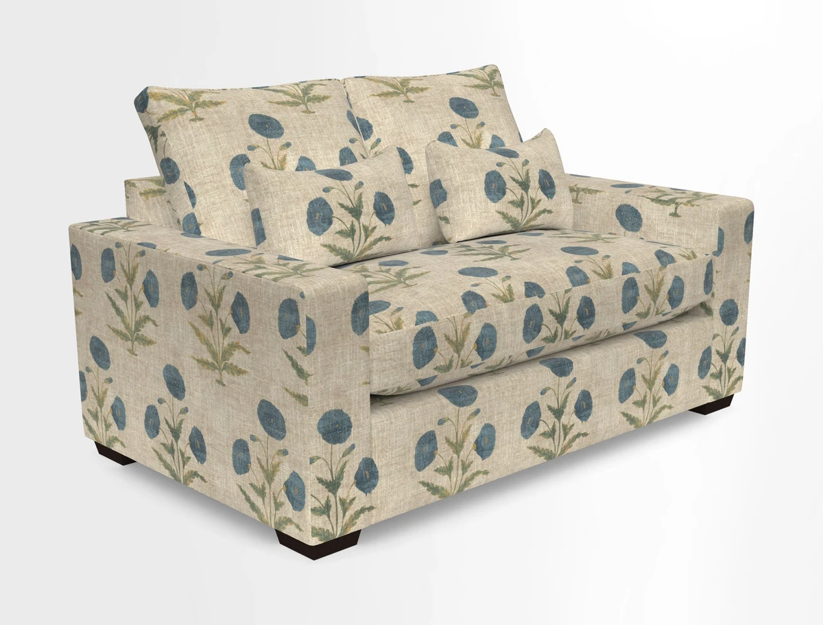 Linear 4 seater sofa in Harpers Bazaar Palette Studio Green with seat cushion in Linwood Romney Wool Forest