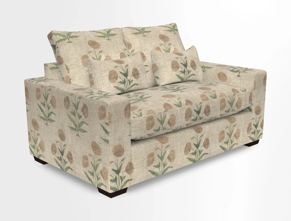 Linear 4 seater sofa in Harpers Bazaar Palette Studio Green with seat cushion in Linwood Romney Wool Forest